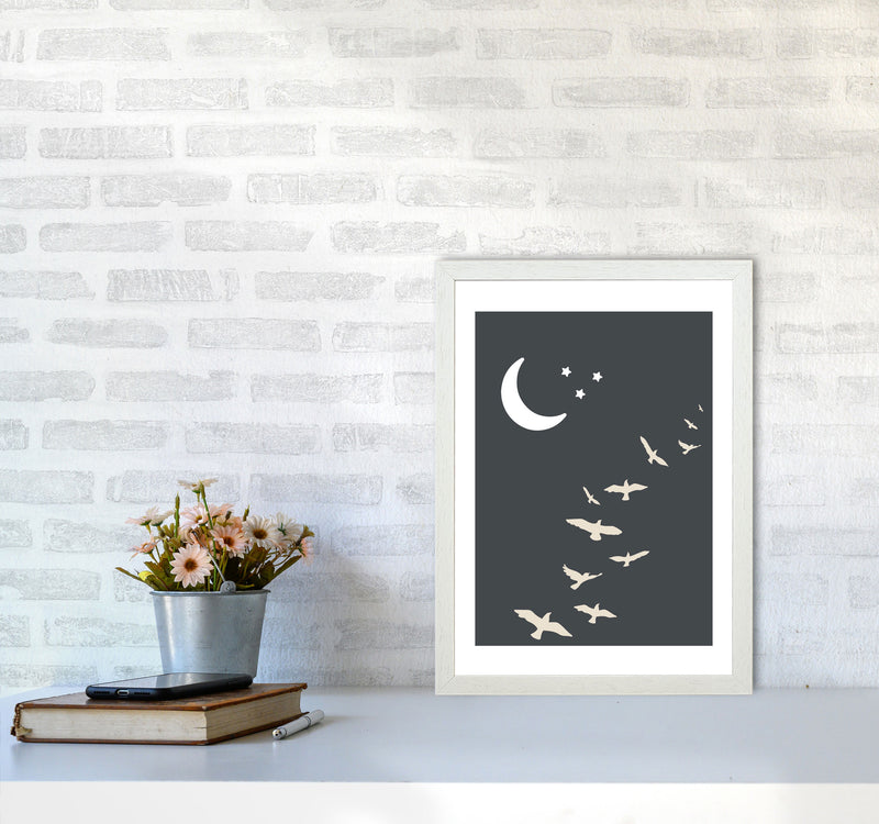 Inspired Off Black Night Sky Art Print by Pixy Paper A3 Oak Frame