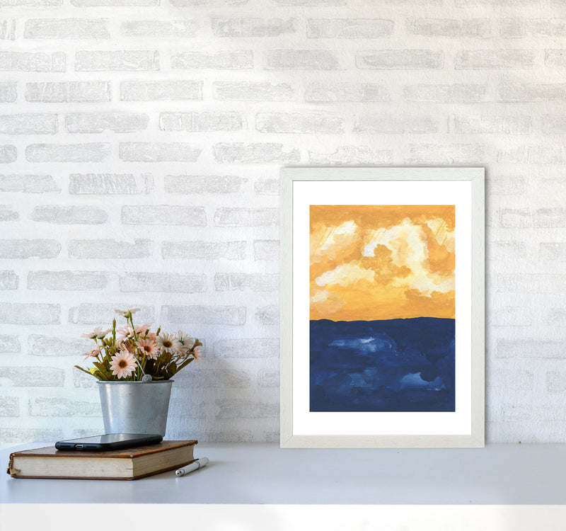 Horizon Abstract Sea  Art Print by Pixy Paper A3 Oak Frame