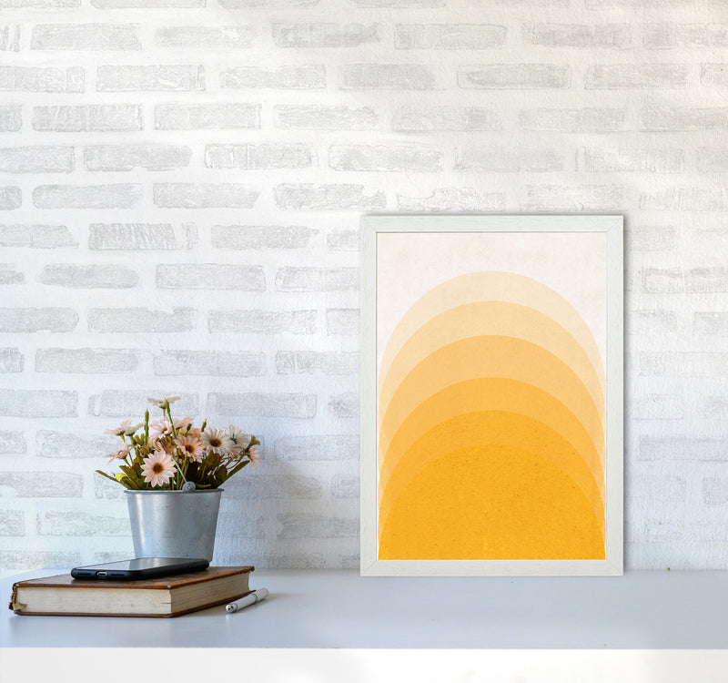 Gradient Sun rising mustard Art Print by Pixy Paper A3 Oak Frame