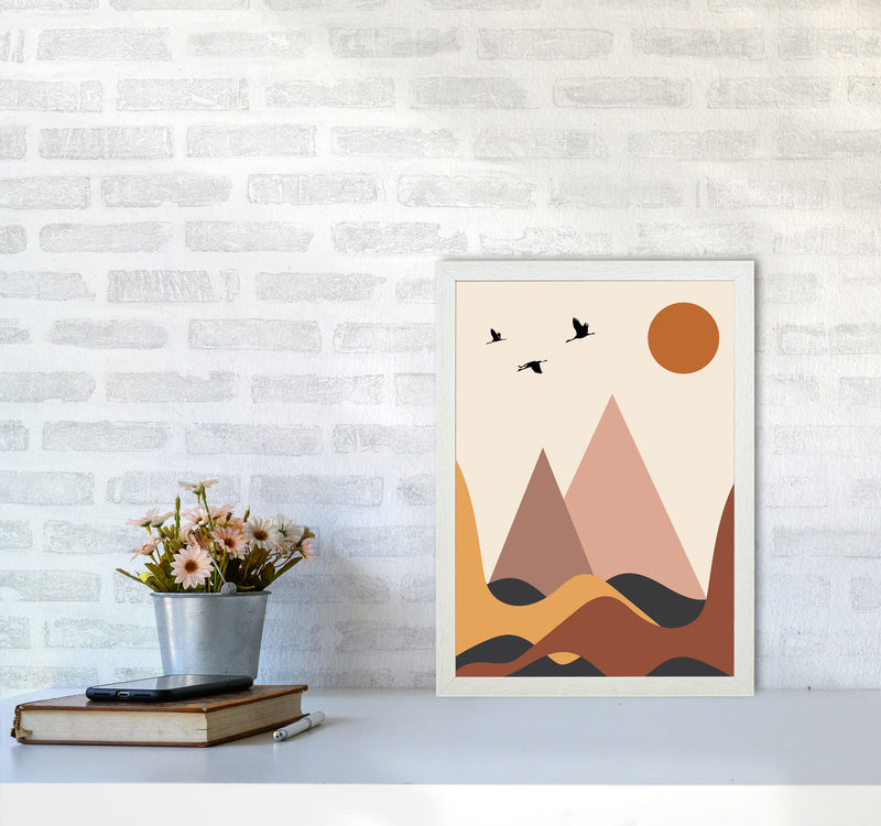 Autumn Mountains abstract Art Print by Pixy Paper A3 Oak Frame
