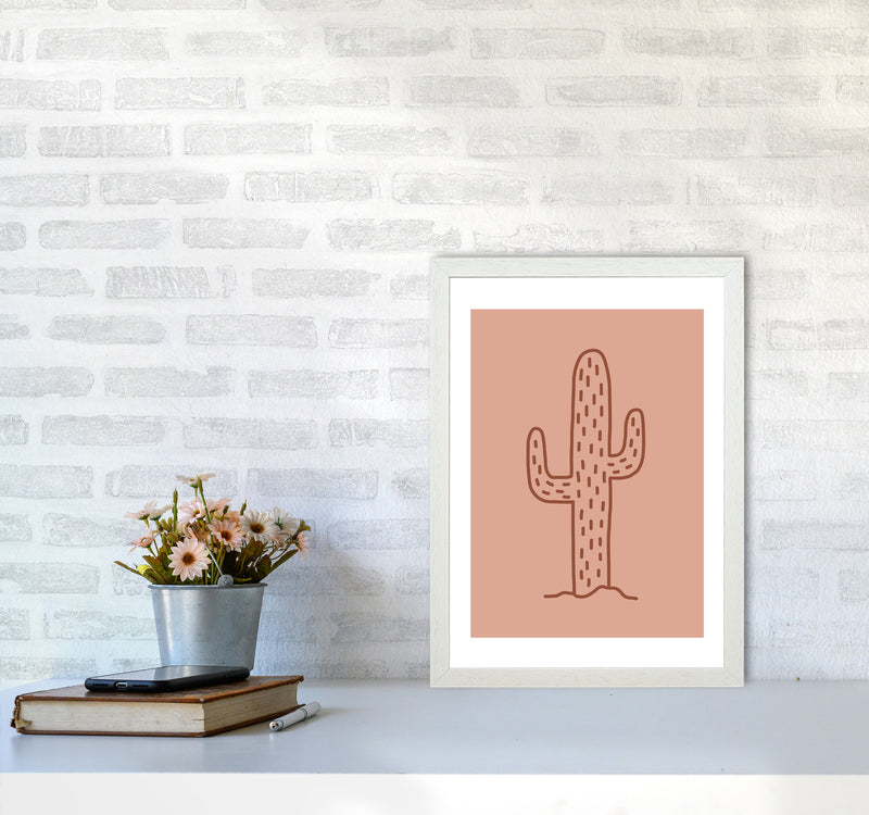 Autumn Warm Cactus abstract Art Print by Pixy Paper A3 Oak Frame