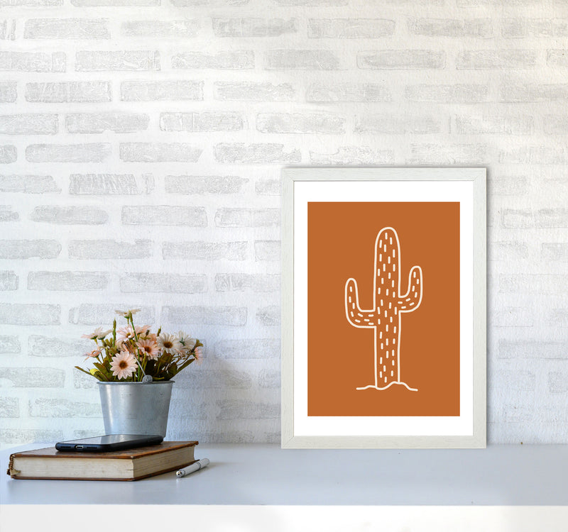 Autumn Cactus Burnt Orange abstract Art Print by Pixy Paper A3 Oak Frame
