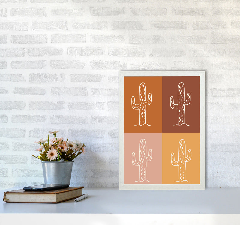 Autumn Cactus Mix abstract Art Print by Pixy Paper A3 Oak Frame