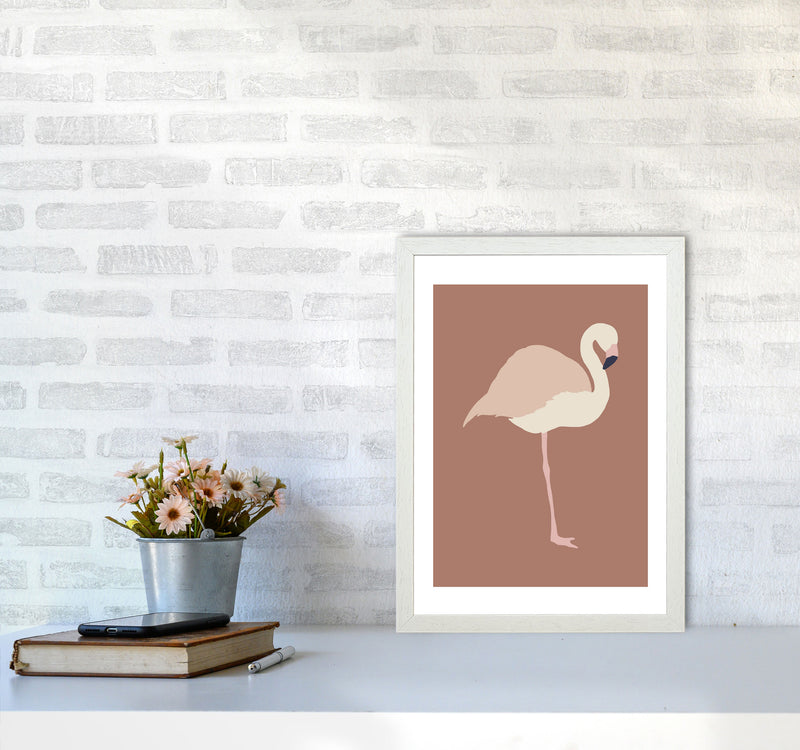 Autumn Flamingo abstract Art Print by Pixy Paper A3 Oak Frame