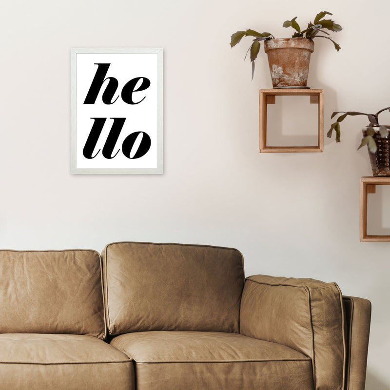 Hello Typography Art Print by Pixy Paper A3 Oak Frame