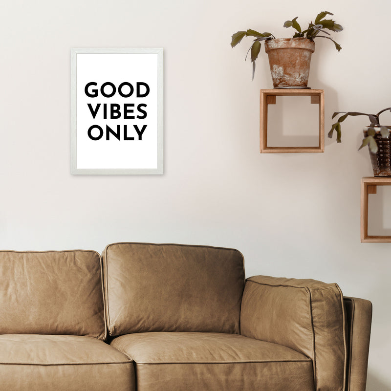 Good Vibes Only Typography Art Print by Pixy Paper A3 Oak Frame