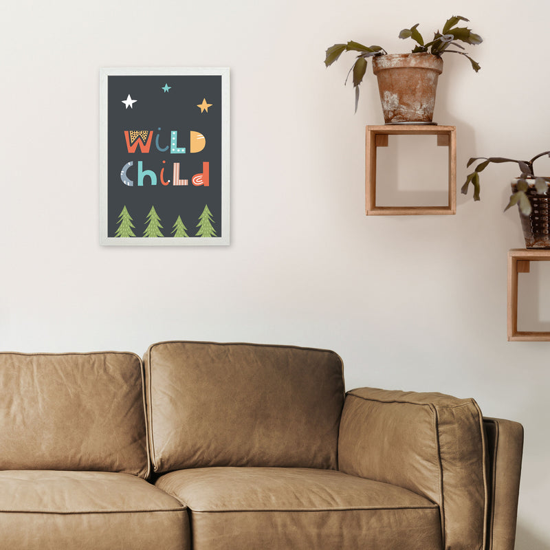 Wild child Neutral kids Art Print by Pixy Paper A3 Oak Frame