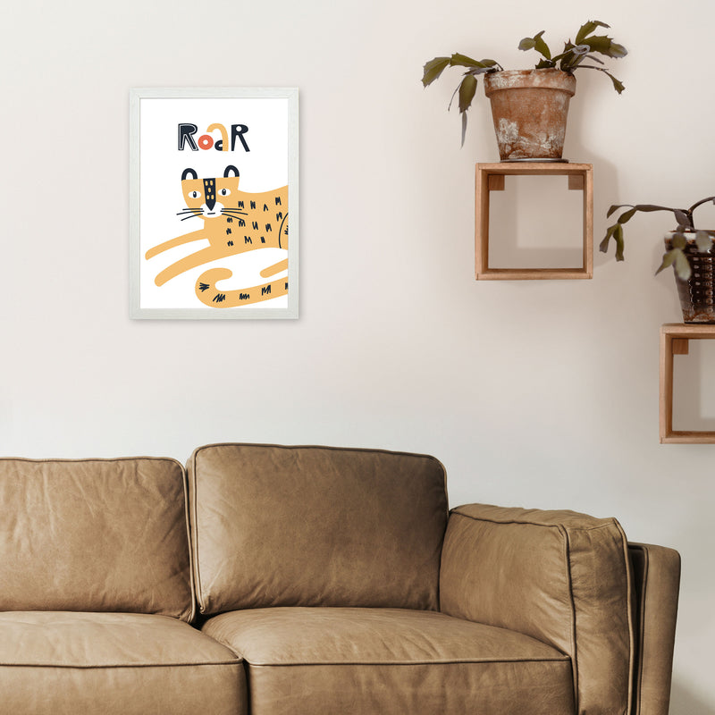 Roar leopard Art Print by Pixy Paper A3 Oak Frame