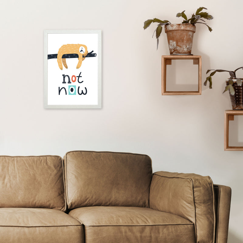 Not now sloth Art Print by Pixy Paper A3 Oak Frame