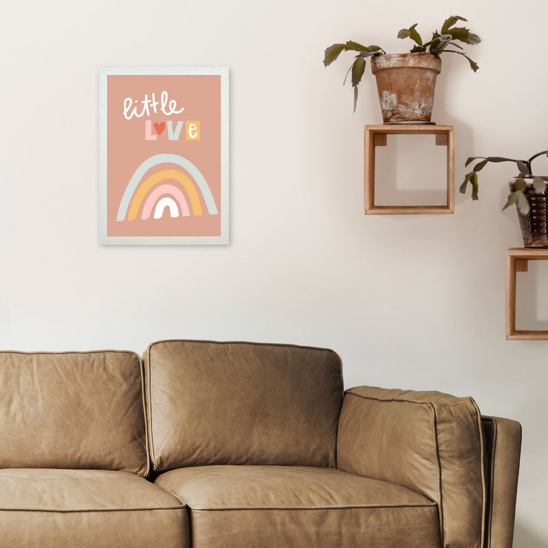 Little love rainbow Neutral kids Art Print by Pixy Paper A3 Oak Frame