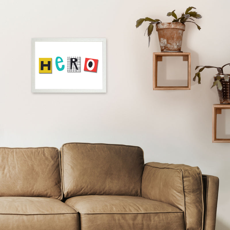 Hero typo Art Print by Pixy Paper A3 Oak Frame