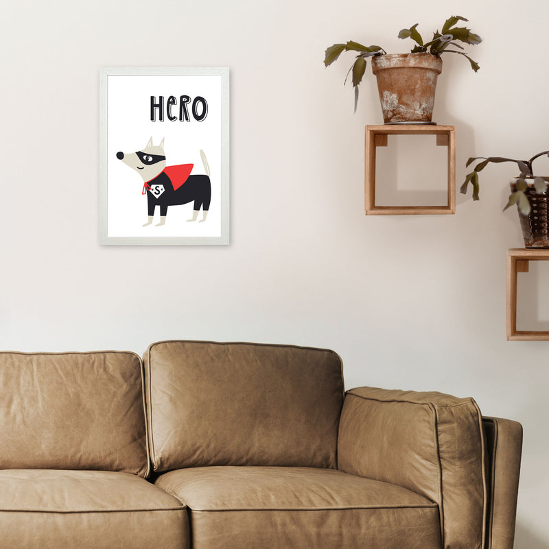 Hero dog Art Print by Pixy Paper A3 Oak Frame