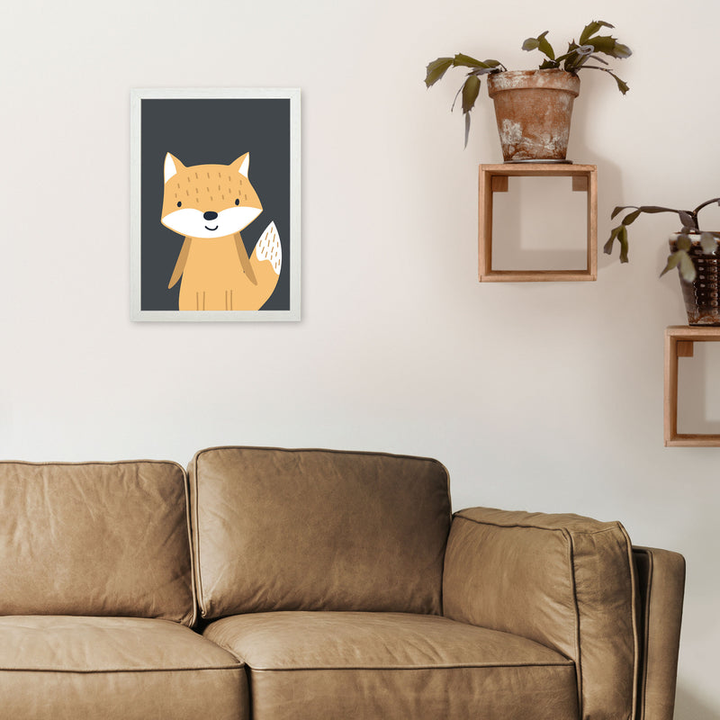 Fox Neutral kids Art Print by Pixy Paper A3 Oak Frame