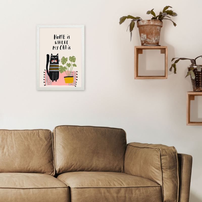 Home Is Where My Cat Is Art Print by Pixy Paper A3 Oak Frame