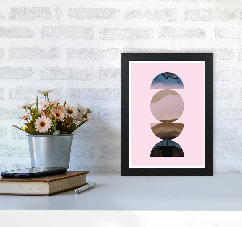 Abstract Circles Pink Background Modern Print A4 White Frame