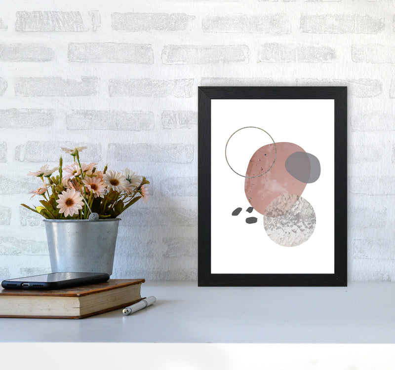 Peach, Sand And Glass Abstract Shapes Modern Print A4 White Frame