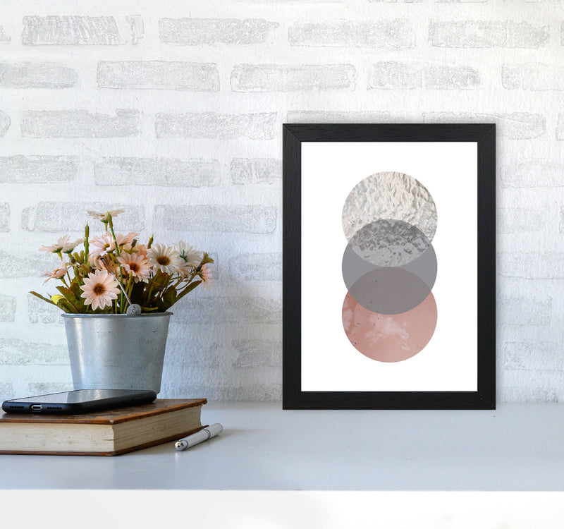 Peach, Sand And Glass Abstract Circles Modern Print A4 White Frame