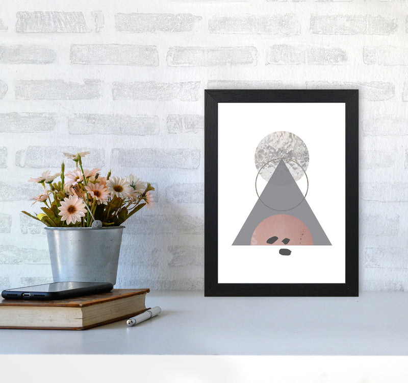 Peach, Sand And Glass Abstract Triangle Modern Print A4 White Frame