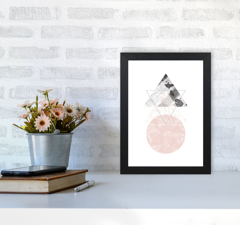 Black And Pink Marble Abstract Triangle And Circle Modern Print A4 White Frame