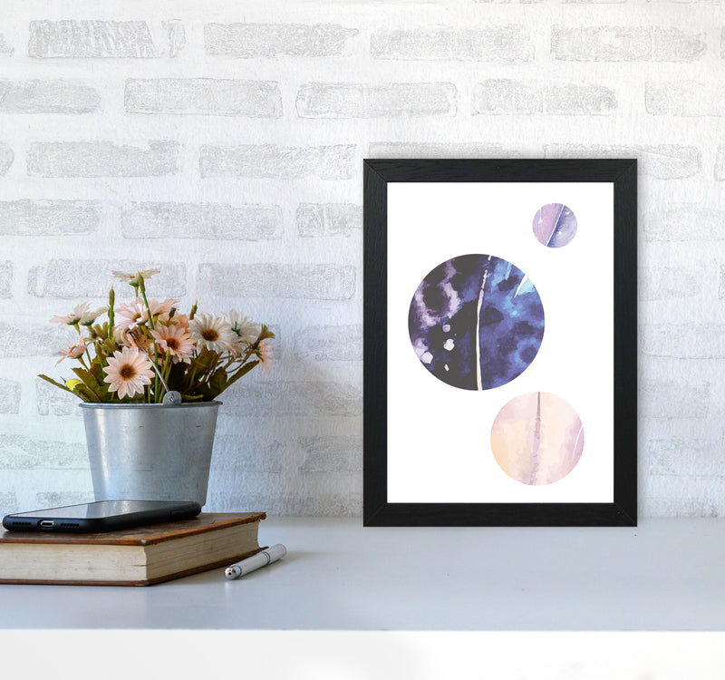 Pink And Purple Watercolour Planets Abstract Modern Print A4 White Frame
