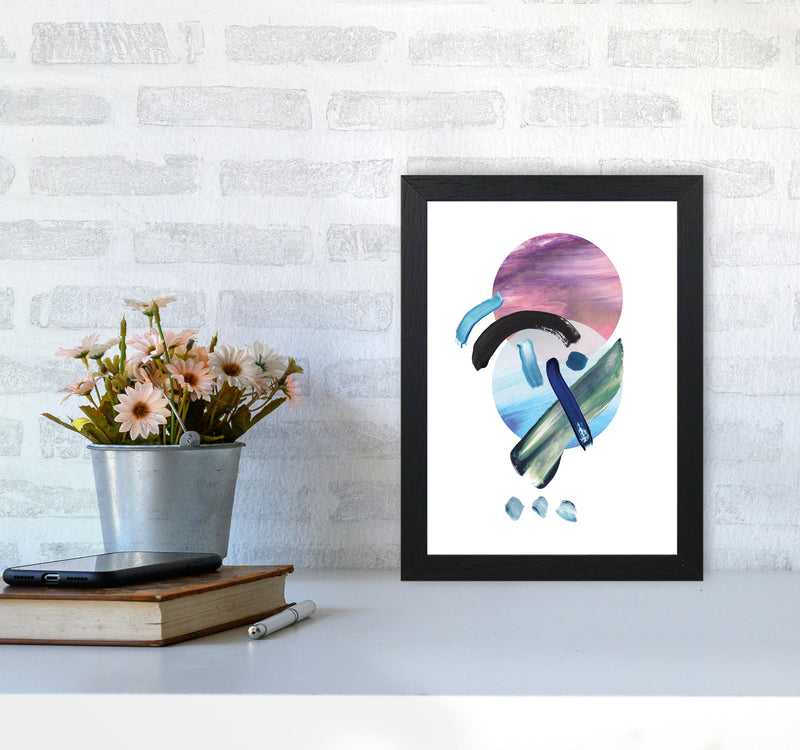 Purple And Blue Mixed Watercolour Abstract Modern Print A4 White Frame