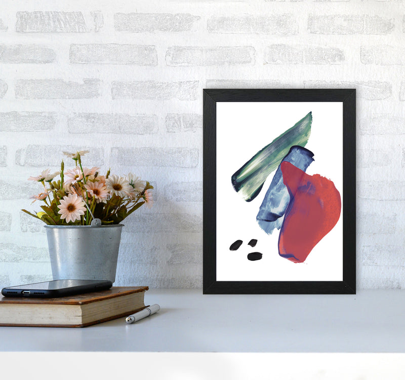 Red And Blue Mixed Watercolour Abstract Modern Print A4 White Frame