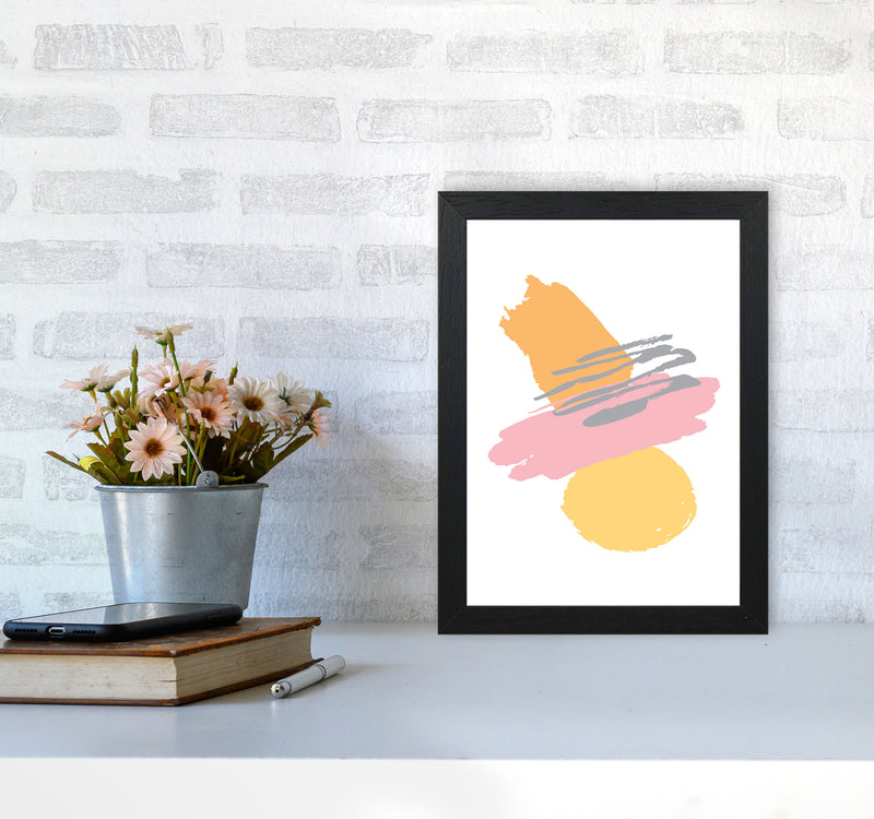 Pink And Orange Abstract Paint Shapes Modern Print A4 White Frame