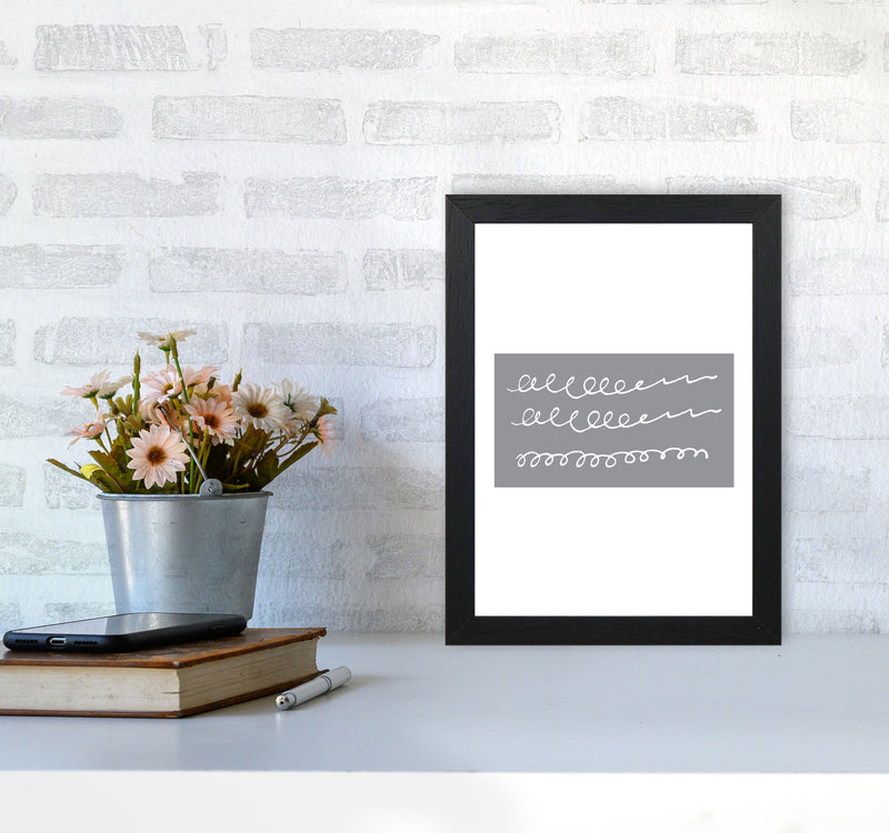 Grey Rectangle Swirls Abstract Modern Print A4 White Frame