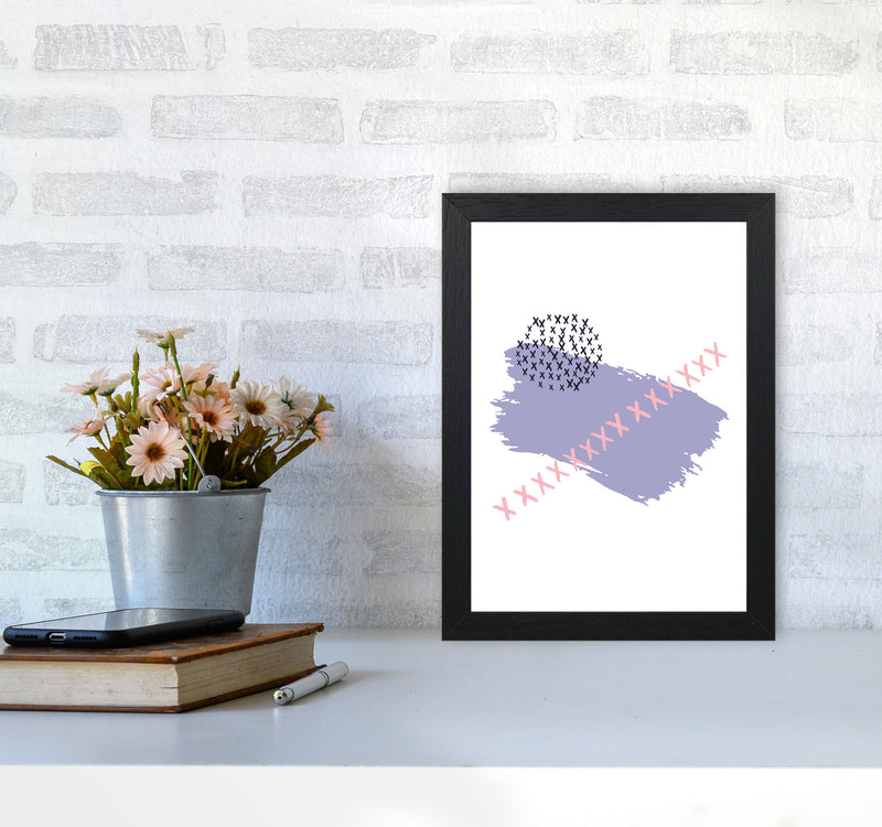 Purple X Paint Brush Abstract Modern Print A4 White Frame
