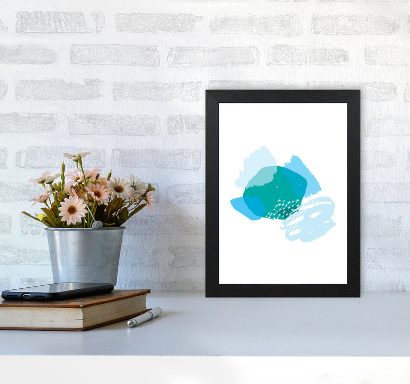 Blue And Teal Mismatch Abstract Modern Print A4 White Frame