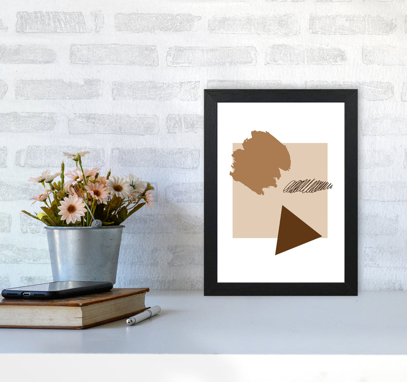 Taupe Square Mismatch Abstract Modern Print A4 White Frame