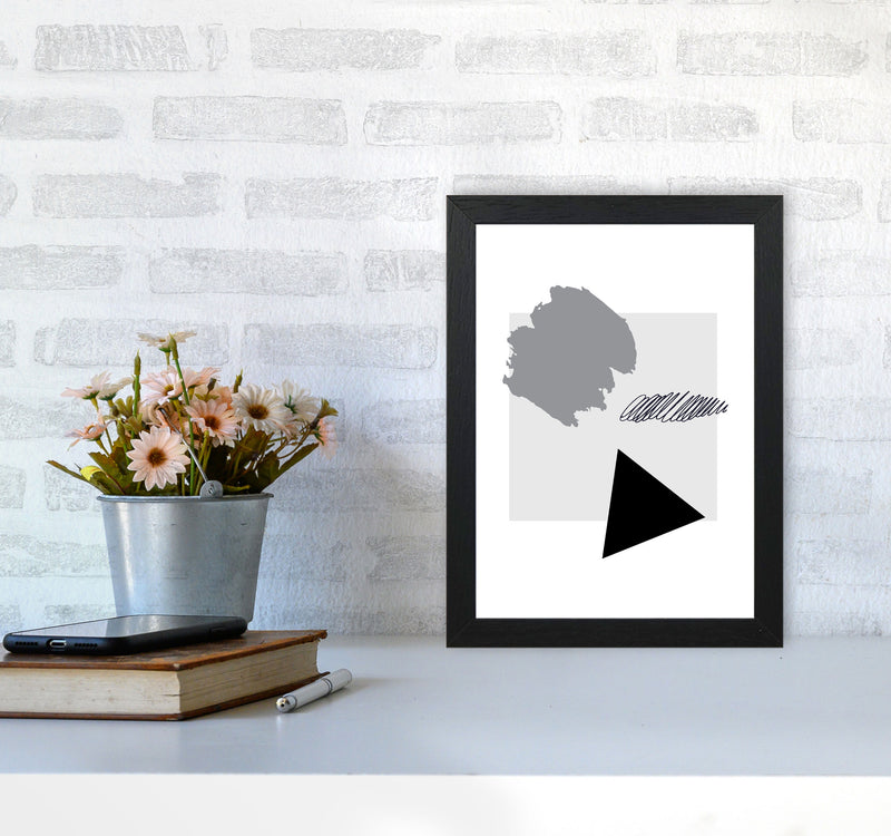 Grey Square Mismatch Abstract Modern Print A4 White Frame