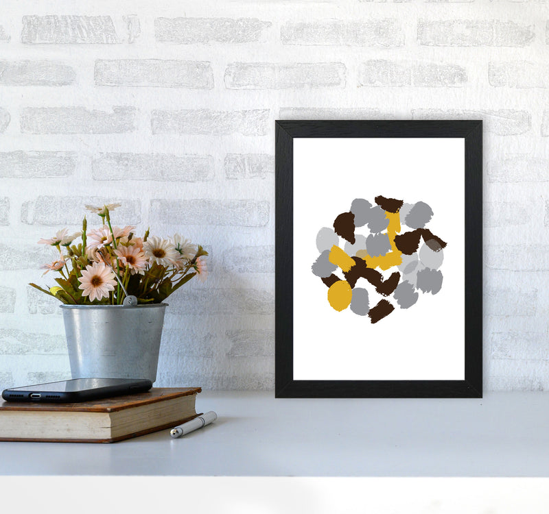 Mustard Abstract Paint Splodge Modern Print A4 White Frame