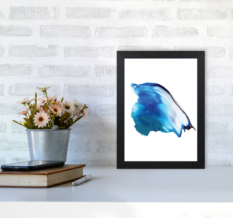 Blue Abstract Paint Stroke Modern Print A4 White Frame