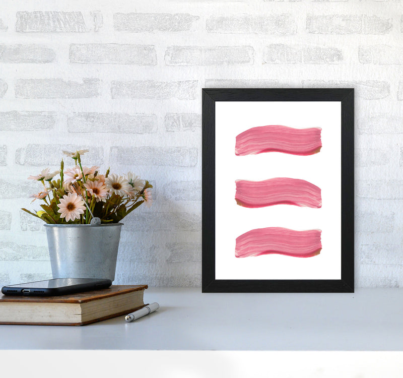 Light Pink Abstract Paint Strokes Modern Print A4 White Frame