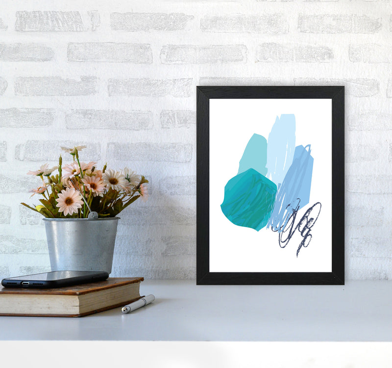 Blue Abstract Palette Drawings Modern Print A4 White Frame