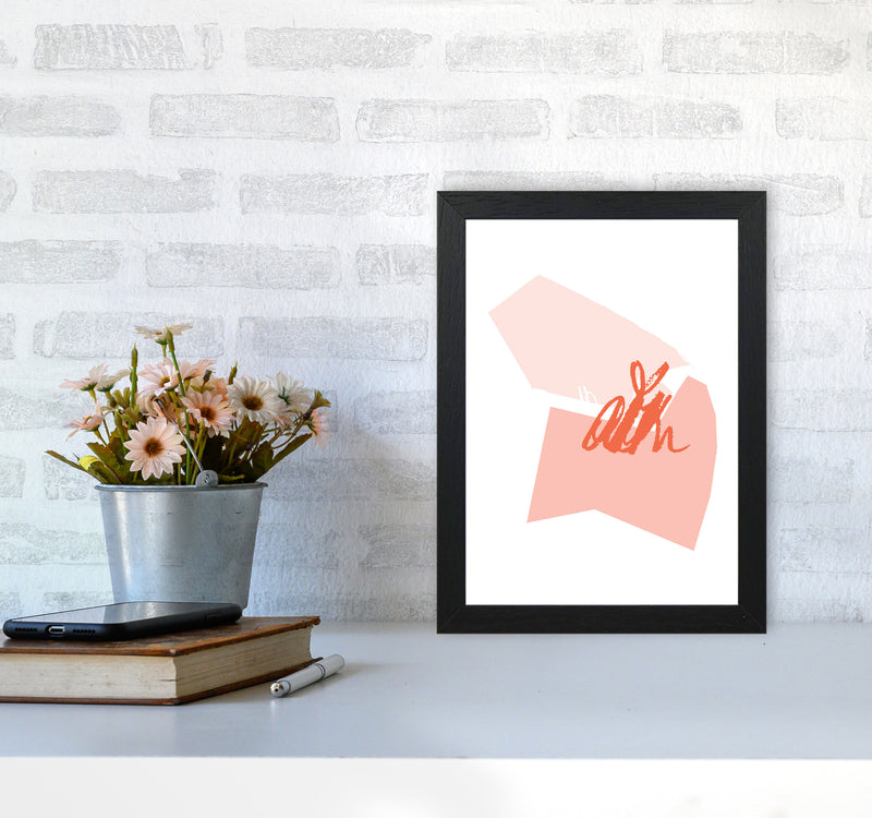 Pink And Coral Abstract Shapes Modern Print A4 White Frame