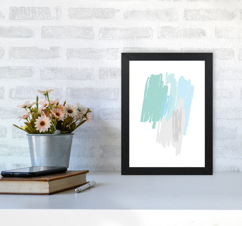 Mint Scribbles Abstract Drawings Modern Print A4 White Frame