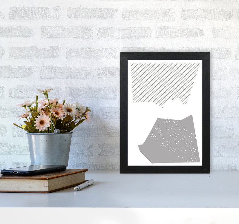 Grey Top And Bottom Abstract Modern Print A4 White Frame