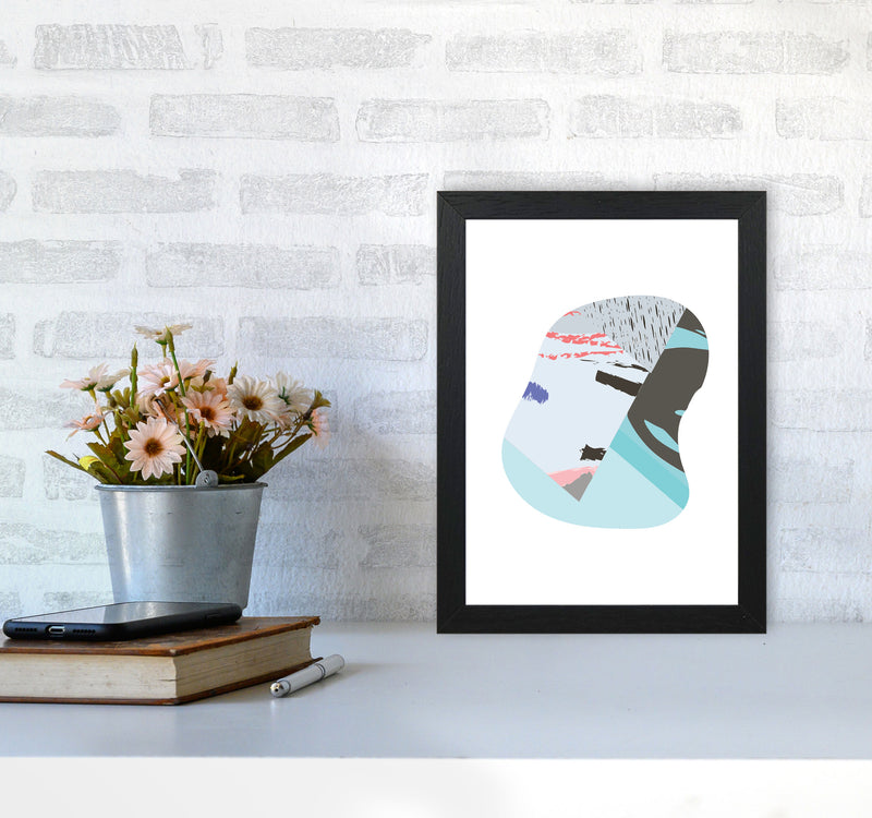Teal Abstract Patterns Shape Modern Print A4 White Frame