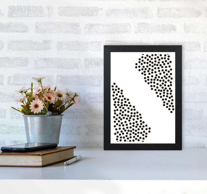 Black Corner Polka Dots Abstract Modern Print A4 White Frame
