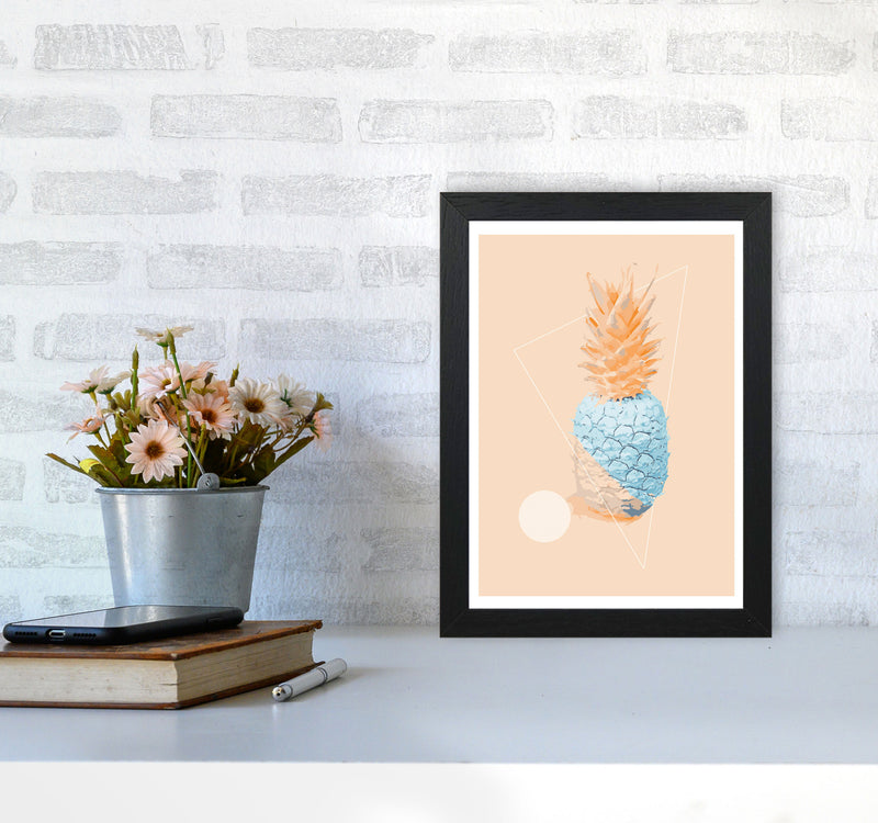Blue And Pink Pineapple Modern Print, Framed Kitchen Wall Art A4 White Frame