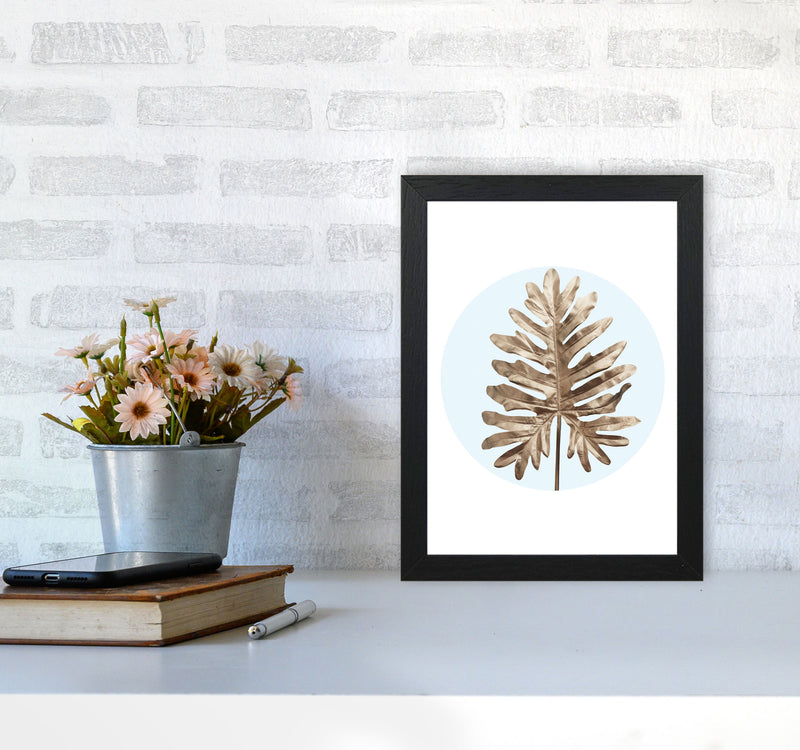Abstract Blue Leaf Modern Print, Framed Botanical & Nature Art Print A4 White Frame