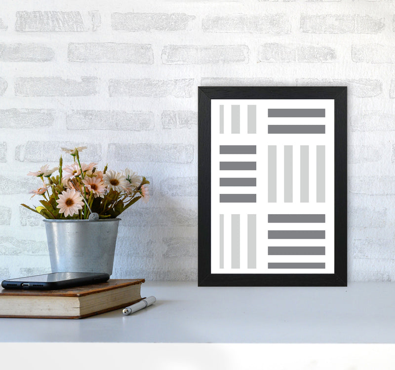 Grey Abstract Patterns 2 Modern Print A4 White Frame