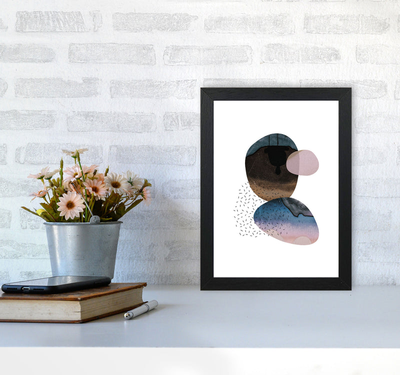 Pastel And Sand Abstract Shapes Modern Print A4 White Frame
