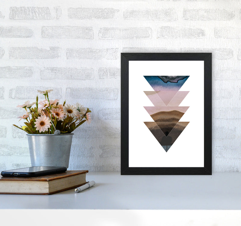 Pastel And Sand Abstract Triangles Modern Print A4 White Frame