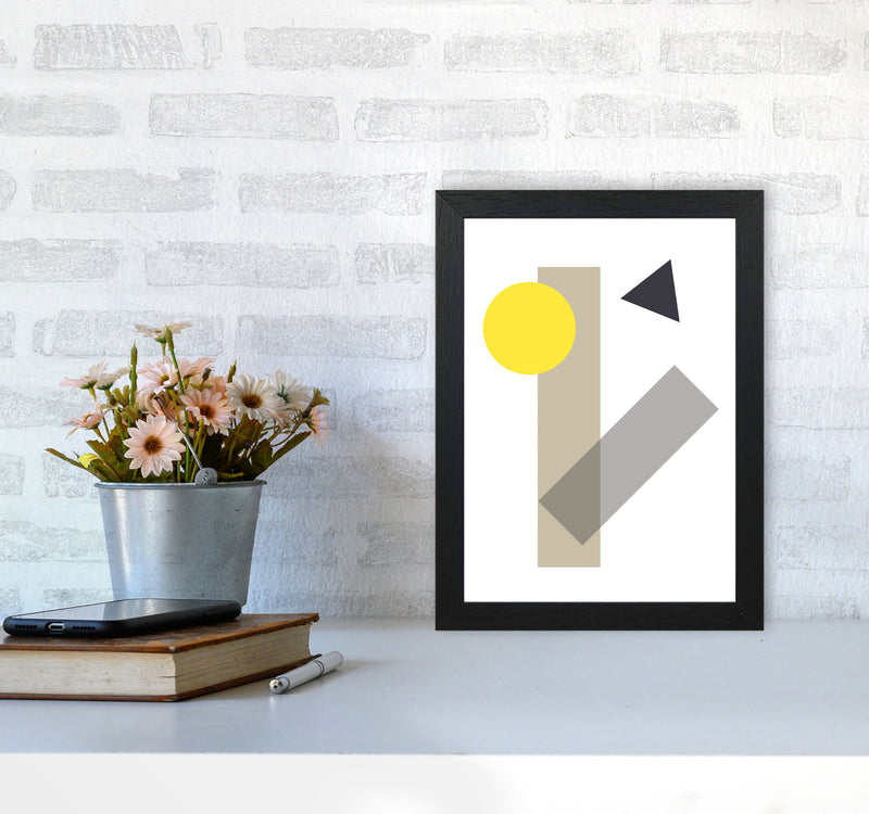 Random Yellow Geo Styles 3 Modern Print A4 White Frame
