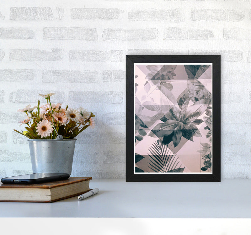 Abstract Retro Flower Pattern Modern Print A4 White Frame