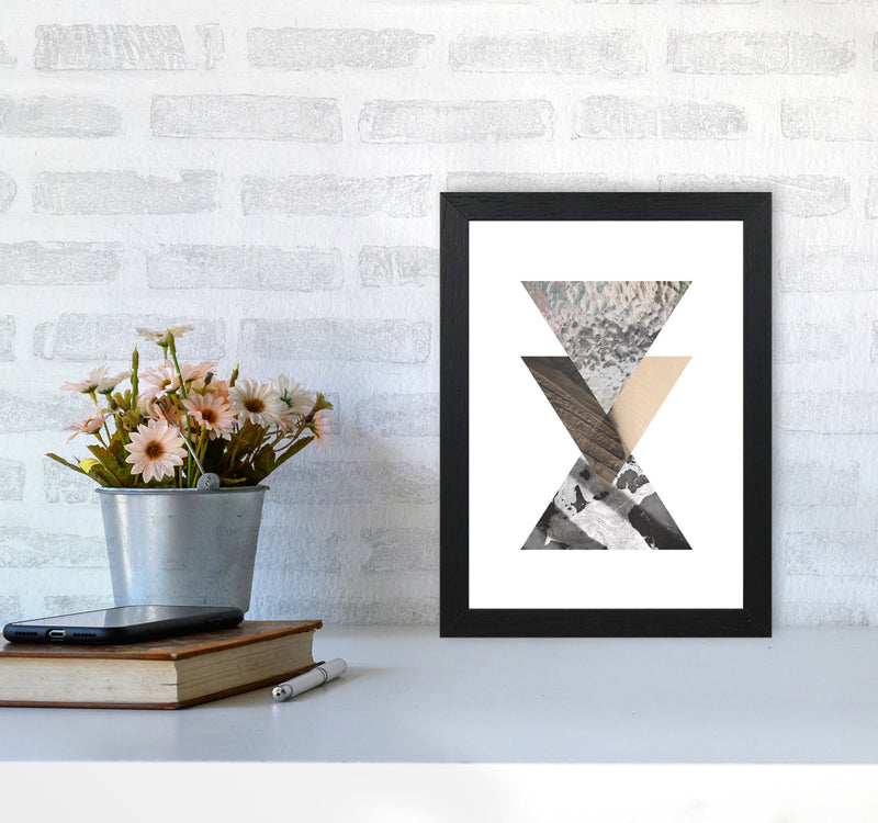 Sand, Glass And Shadow Abstract Triangles Modern Print A4 White Frame