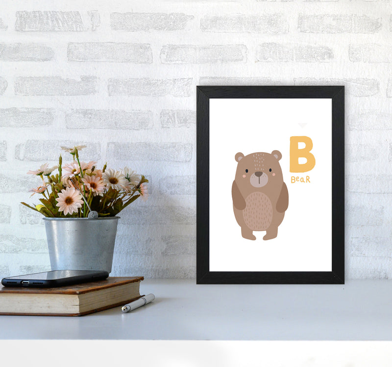 Alphabet Animals, B Is Forbear Framed Nursey Wall Art Print A4 White Frame